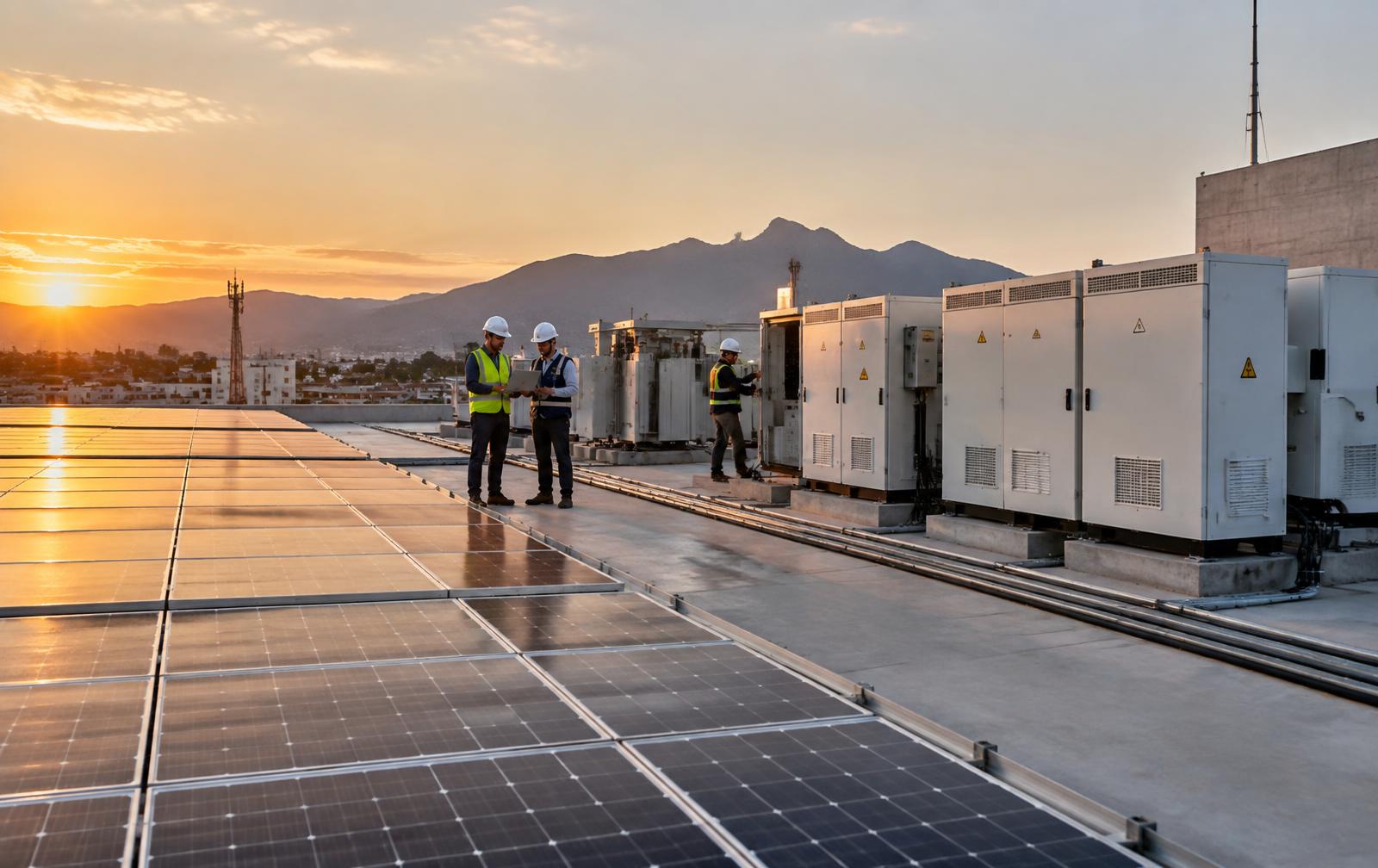 Infraestructura solar industrial con respaldo energético